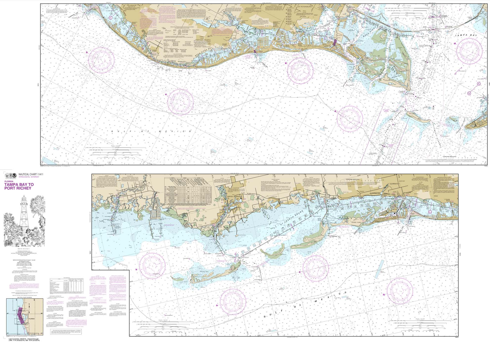 NOAA Chart 11411: Intracoastal Waterway Tampa Bay to Port Richey