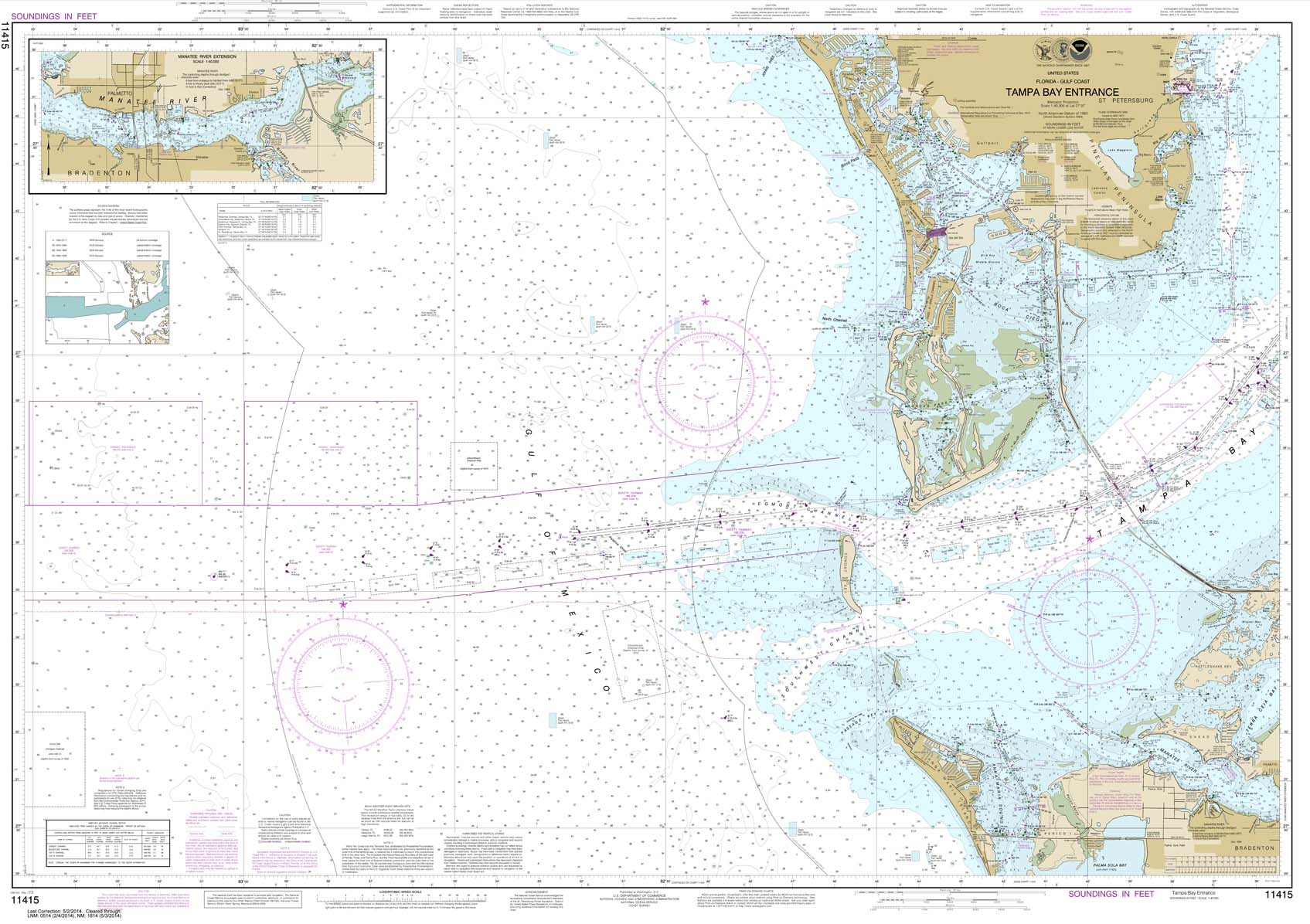 NOAA Chart 11415: Tampa Bay Entrance; Manatee River Extension
