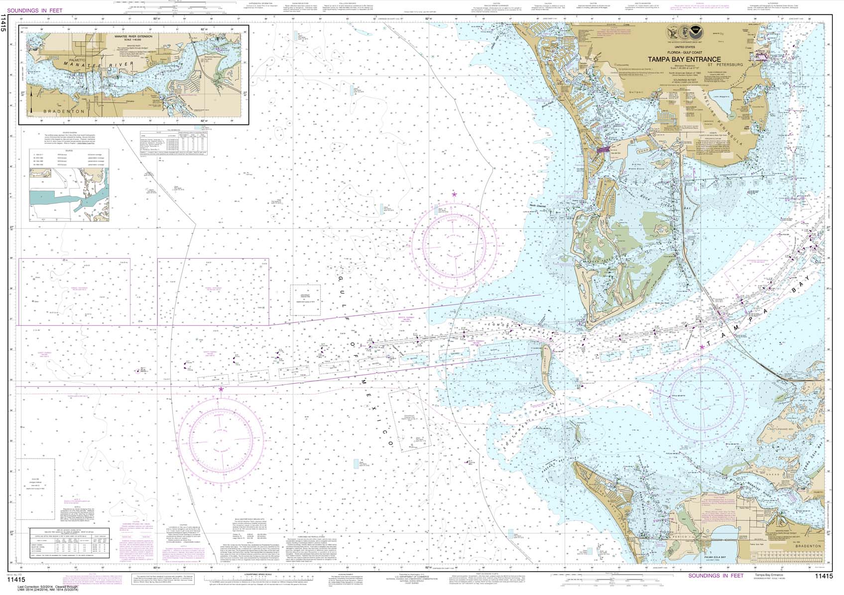 HISTORICAL NOAA Chart 11415: Tampa Bay Entrance; Manatee River Extension