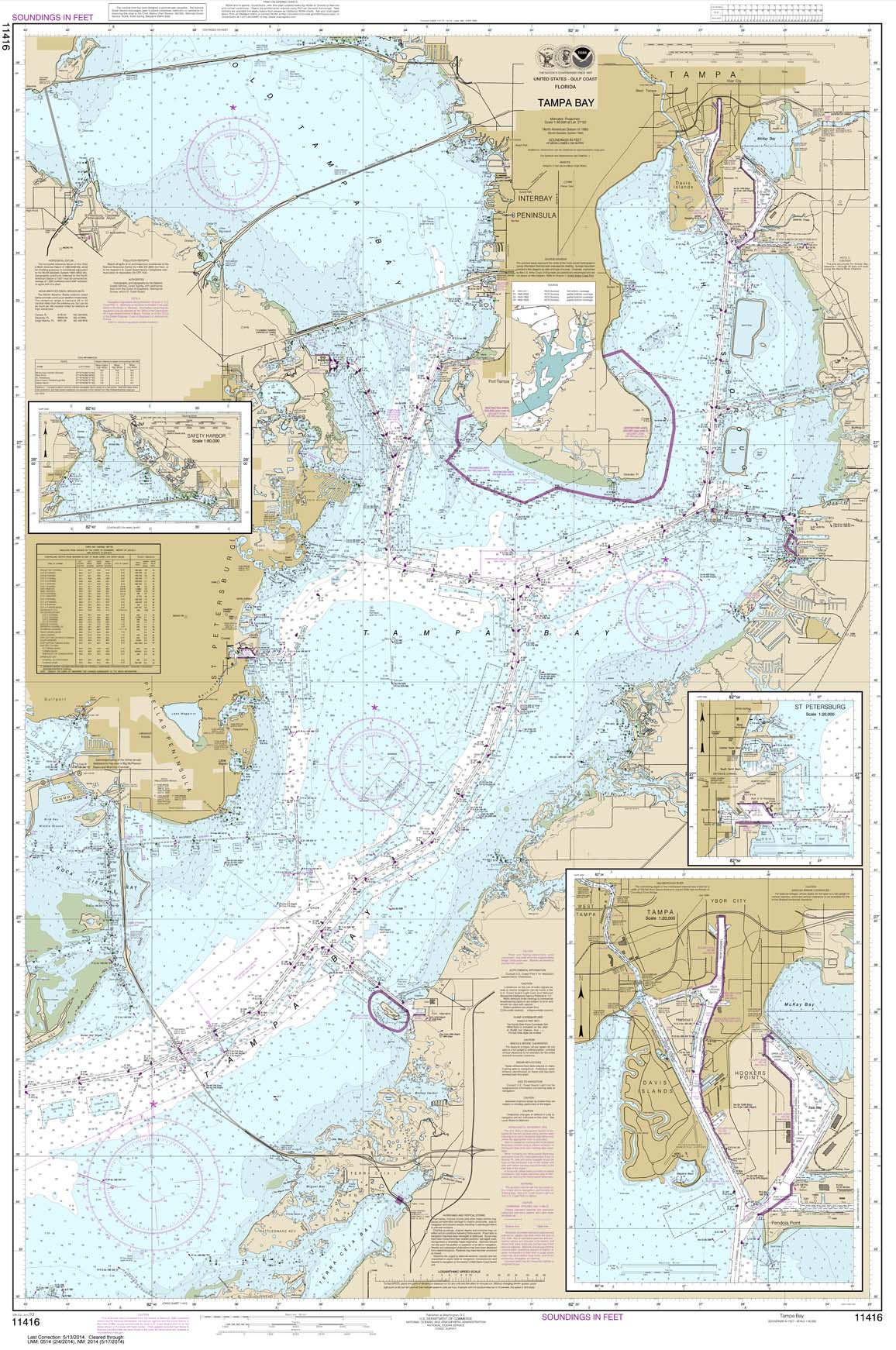 HISTORICAL NOAA Chart 11416: Tampa Bay;Safety Harbor;St. Petersburg;Tampa