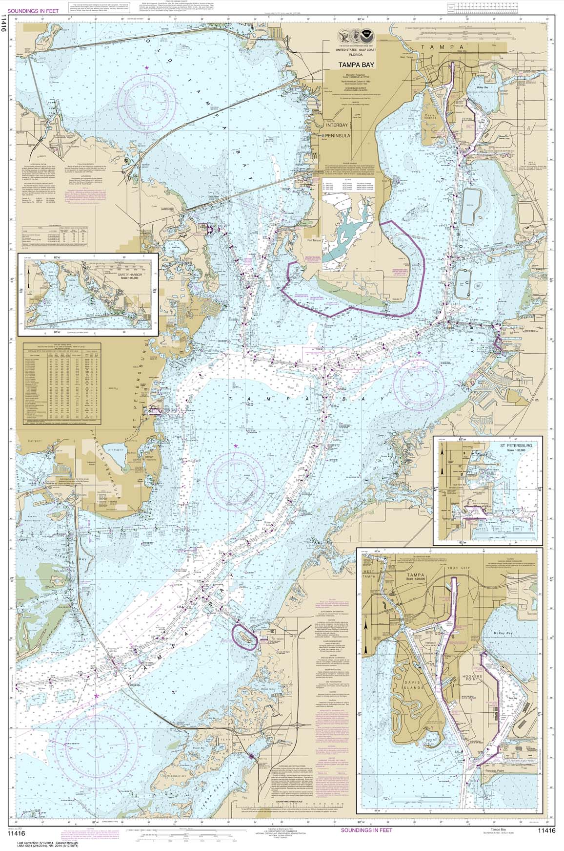 NOAA Chart 11416: Tampa Bay;Safety Harbor;St. Petersburg;Tampa