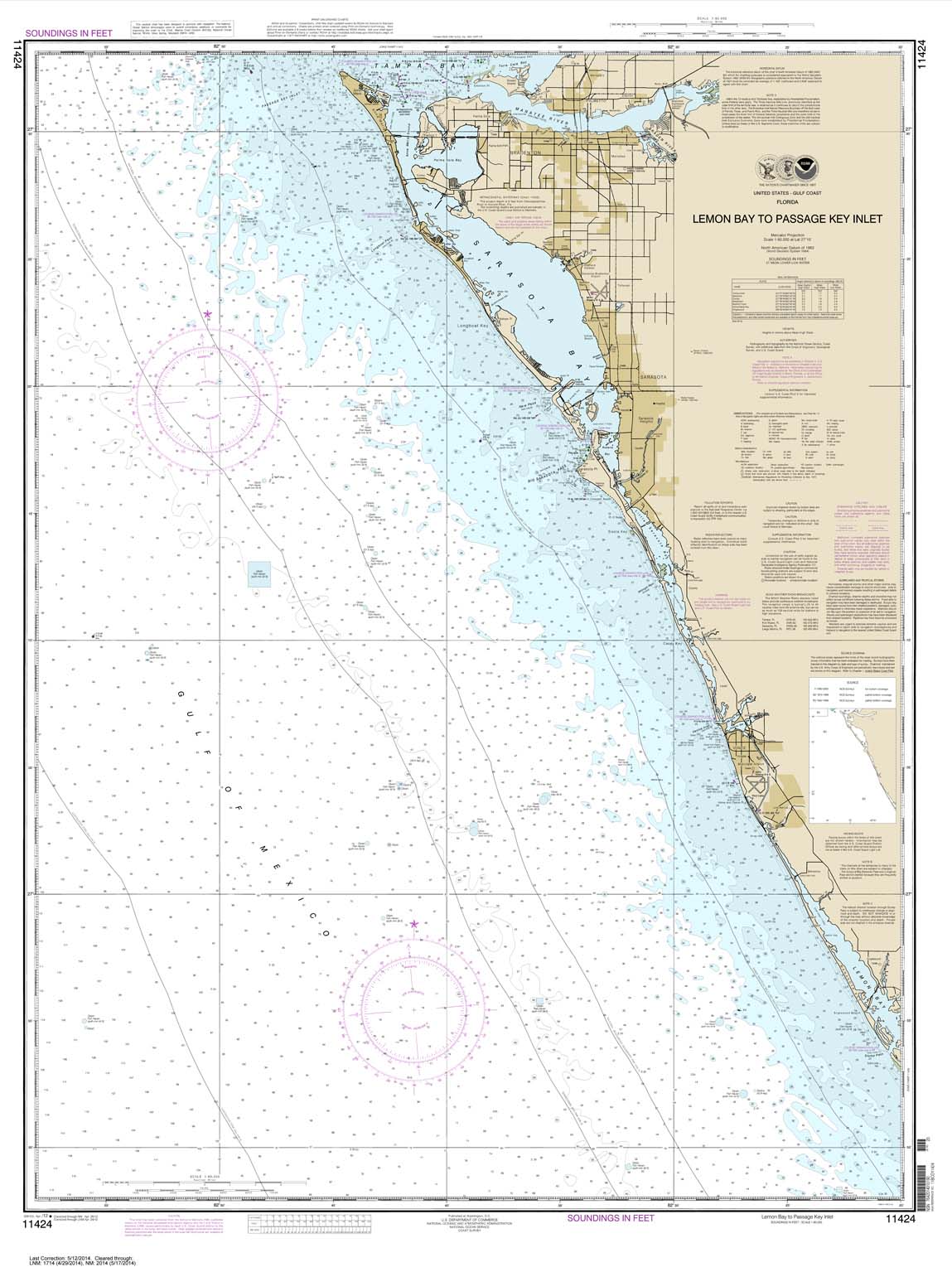 HISTORICAL NOAA Chart 11424: Lemon Bay to Passage Key Inlet