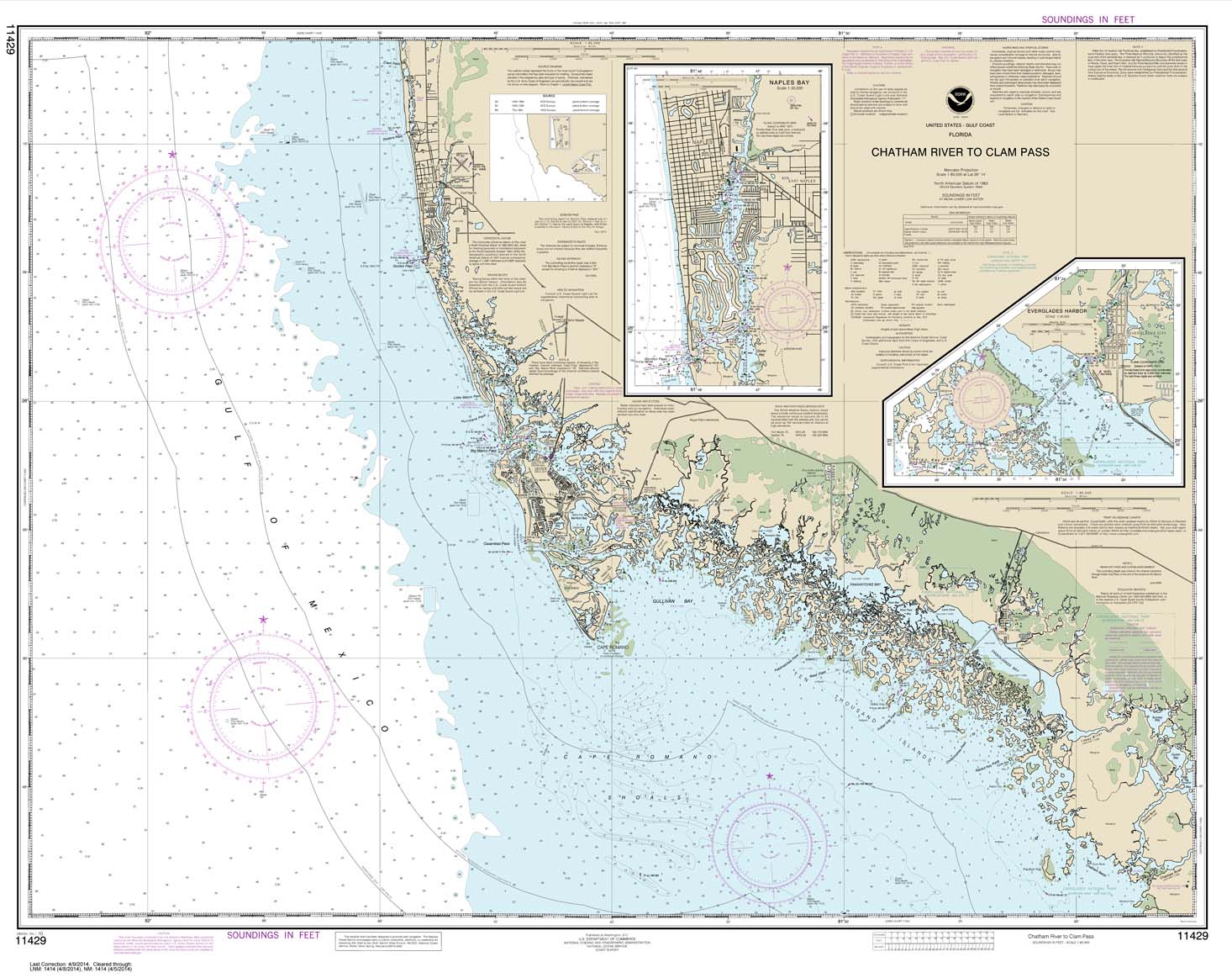 HISTORICAL NOAA Chart 11429: Chatham River to Clam Pass;Naples Bay;Everglades Harbor