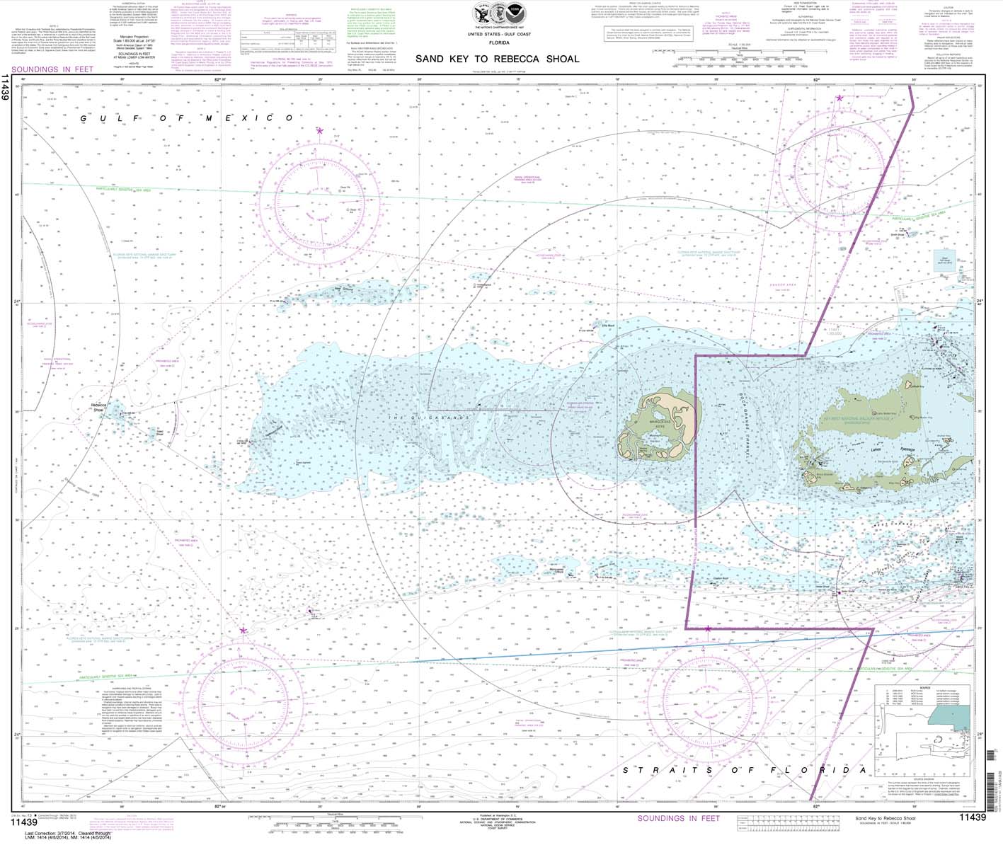 HISTORICAL NOAA Chart 11439: Sand Key to Rebecca Shoal