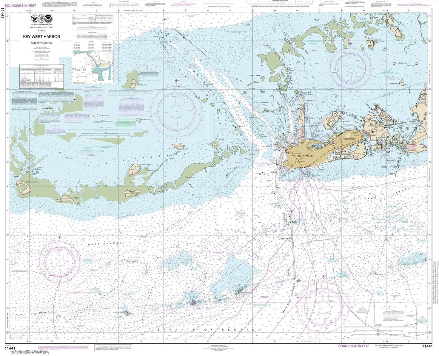 HISTORICAL NOAA Chart 11441: Key West Harbor and Approaches