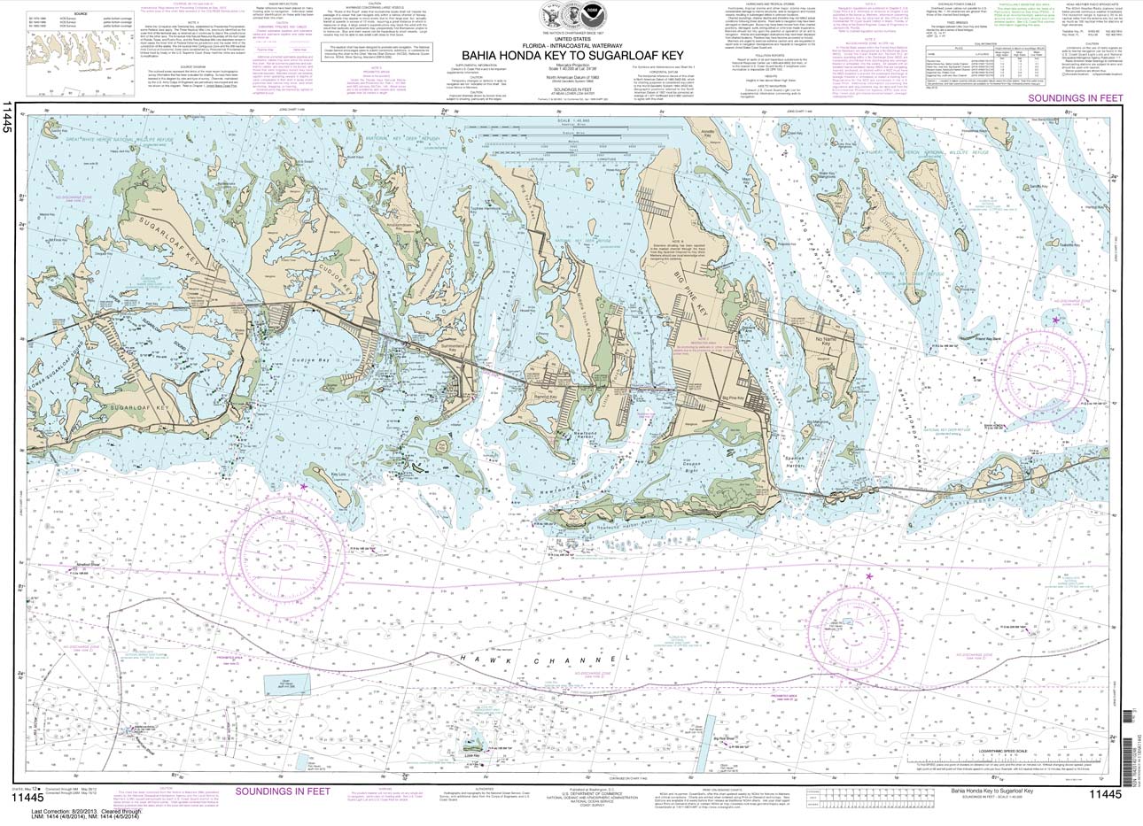 HISTORICAL NOAA Chart 11445: Intracoastal Waterway Bahia Honda Key to Sugarloaf Key