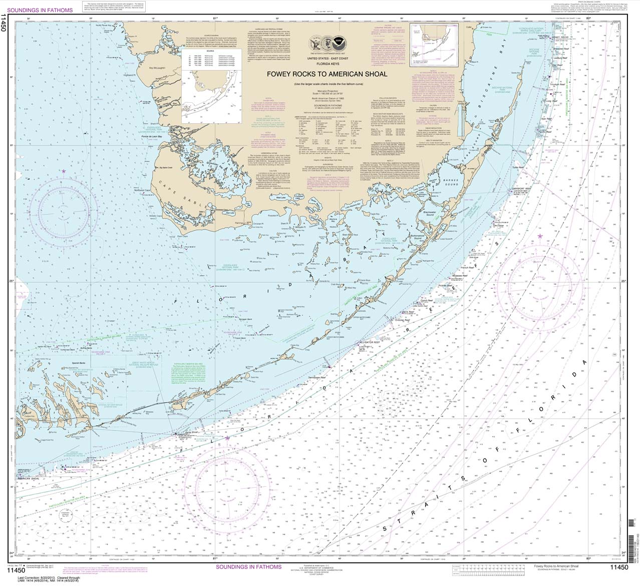 HISTORICAL NOAA Chart 11450: Fowey Rocks to American Shoal