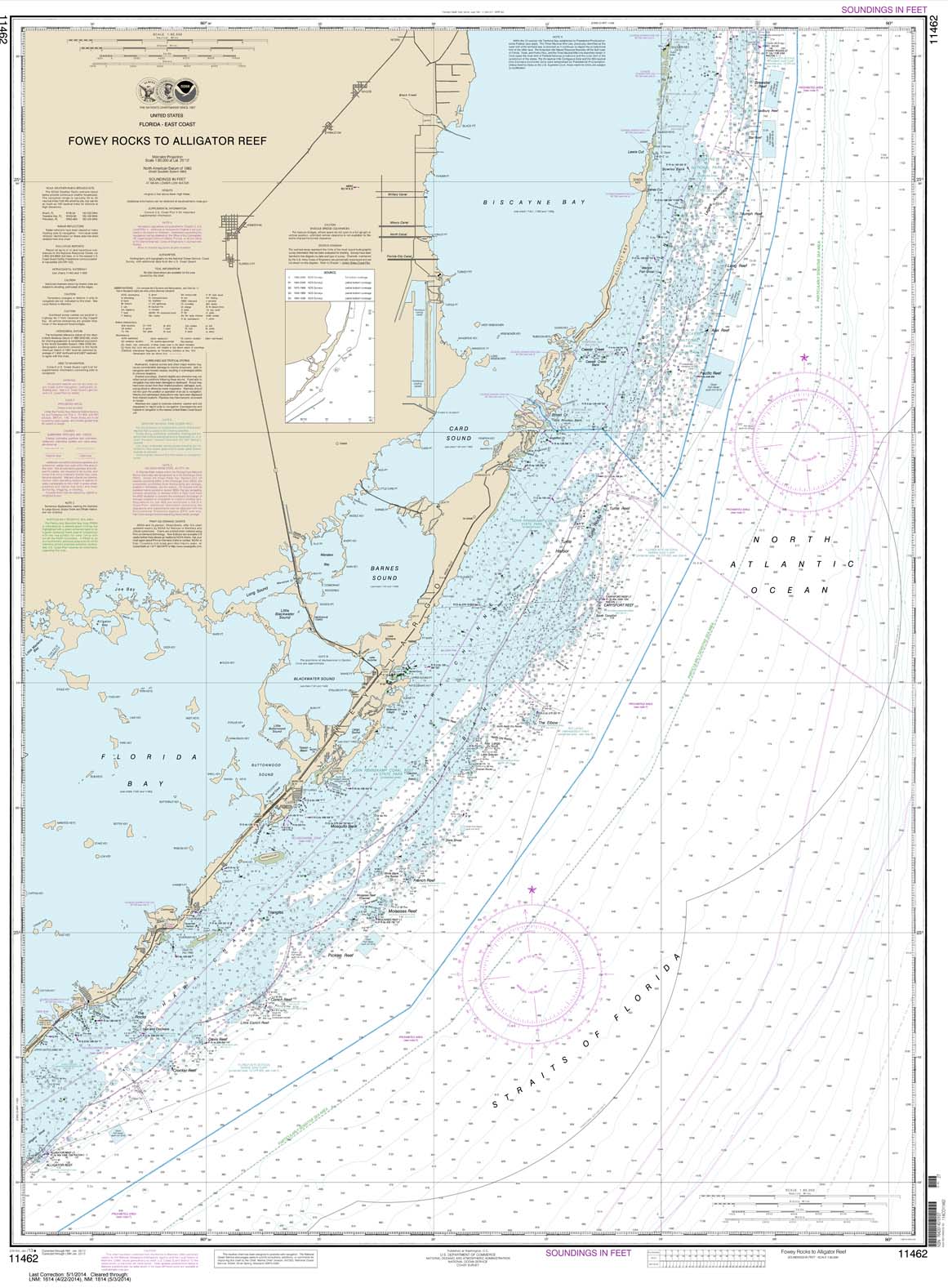 HISTORICAL NOAA Chart 11462: Fowey Rocks to Alligator Reef