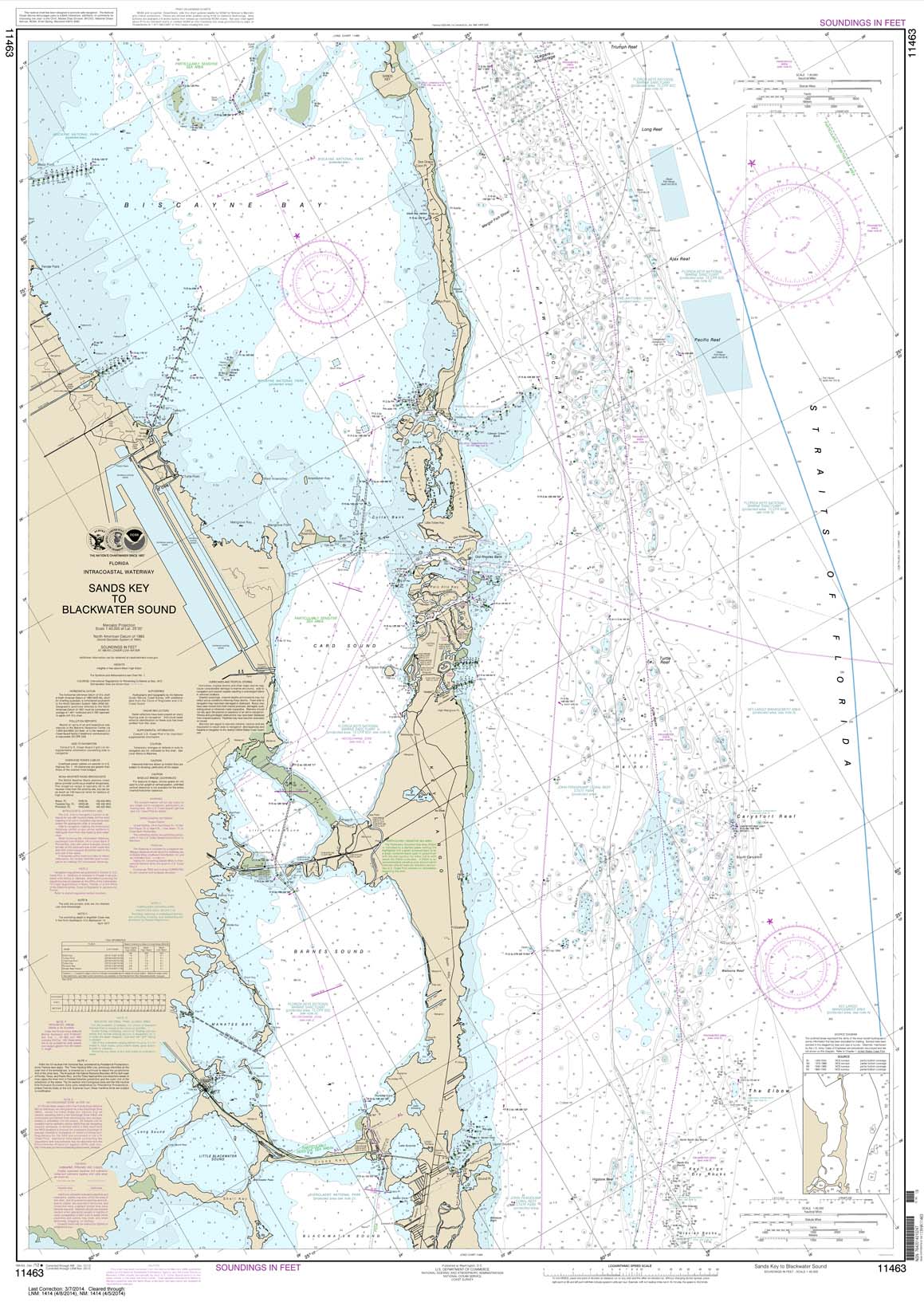 HISTORICAL NOAA Chart 11463: Intracoastal Waterway Sands Key to Blackwater Sound