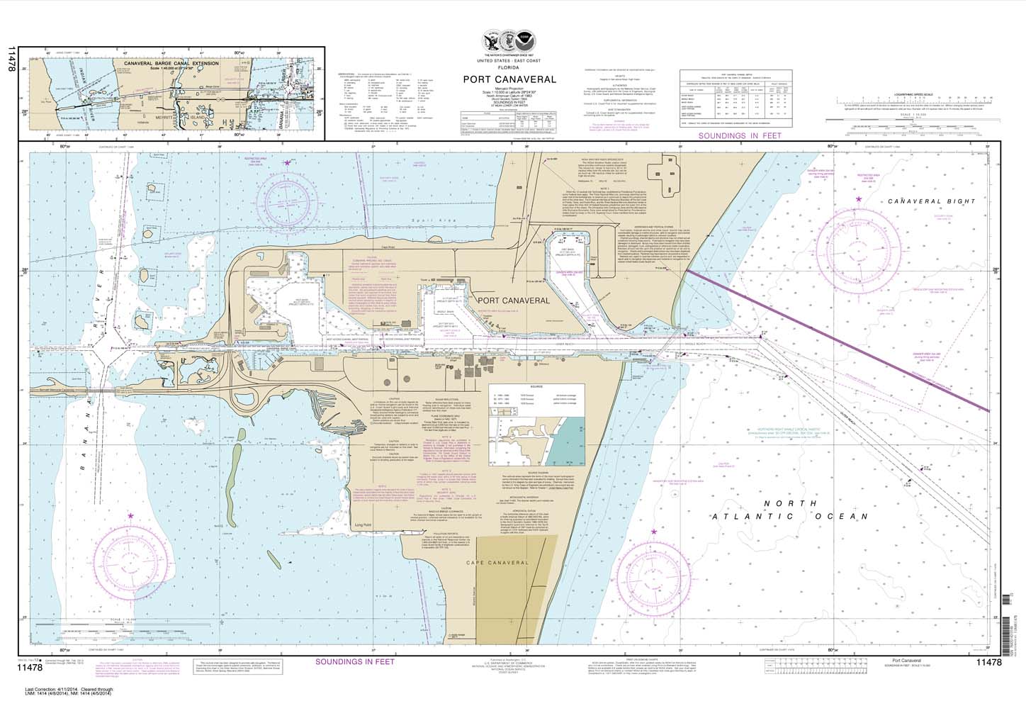 HISTORICAL NOAA Chart 11478: Port Canaveral;Canaveral Barge Canal Extension