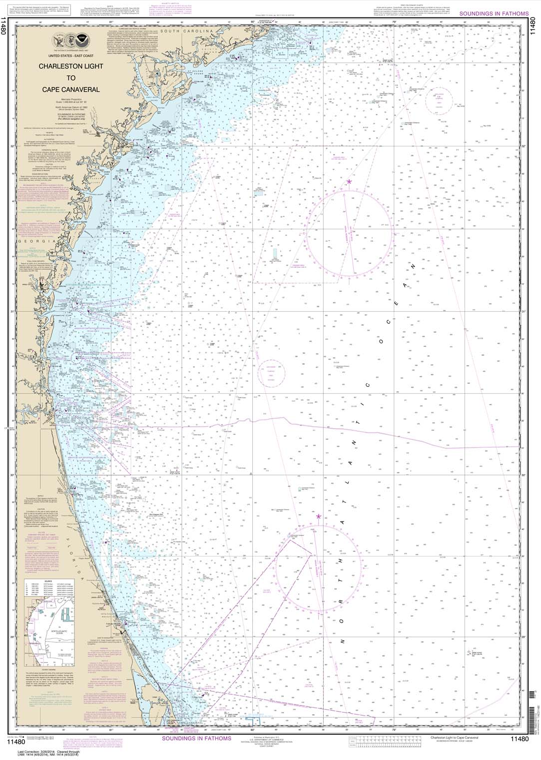 NOAA Chart 11480: Charleston Light to Cape Canaveral