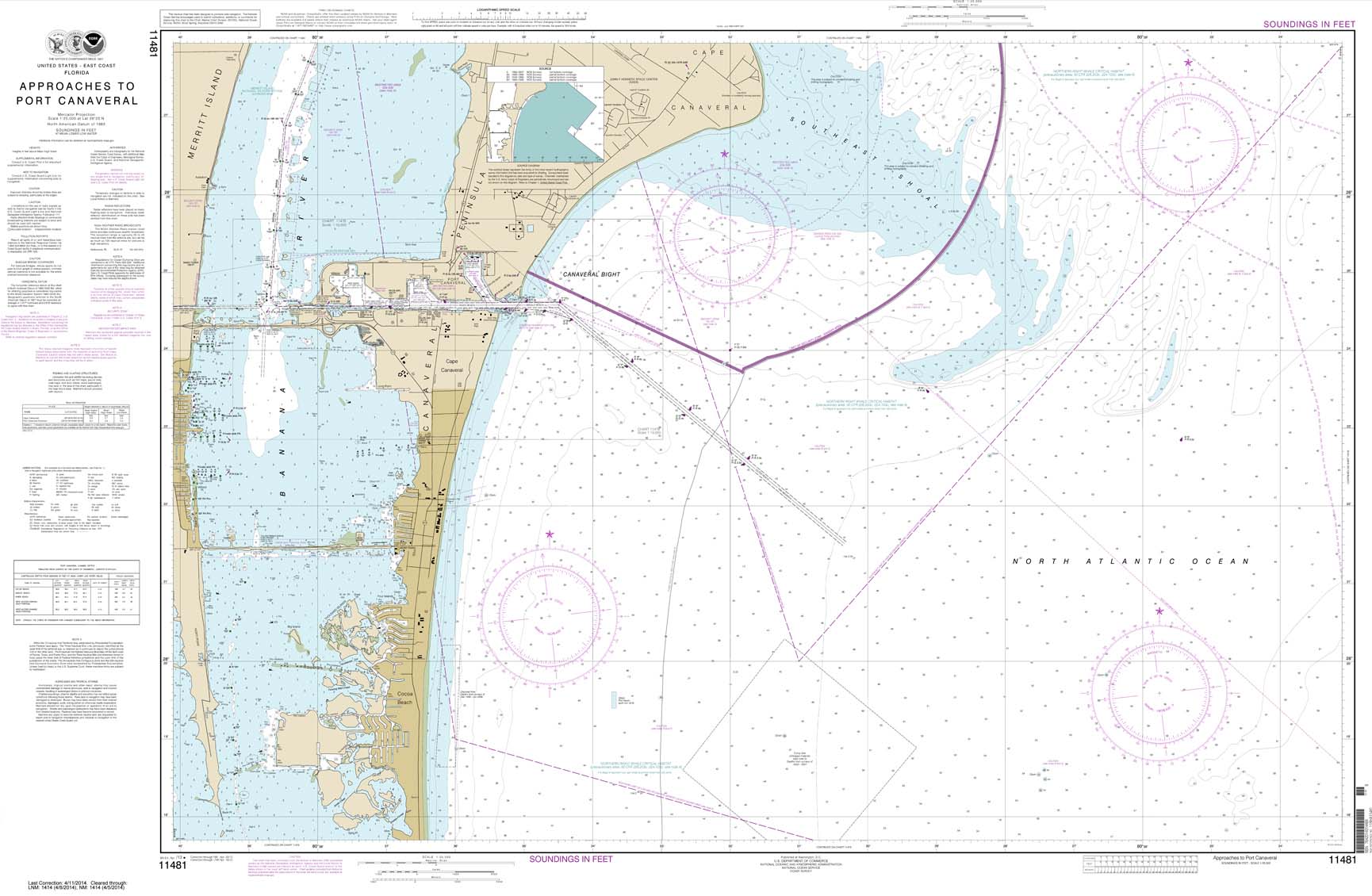 HISTORICAL NOAA Chart 11481: Approaches to Port Canaveral