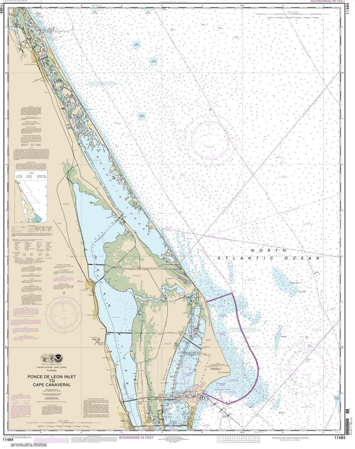 HISTORICAL NOAA Chart 11484: Ponce de Leon Inlet to Cape Canaveral