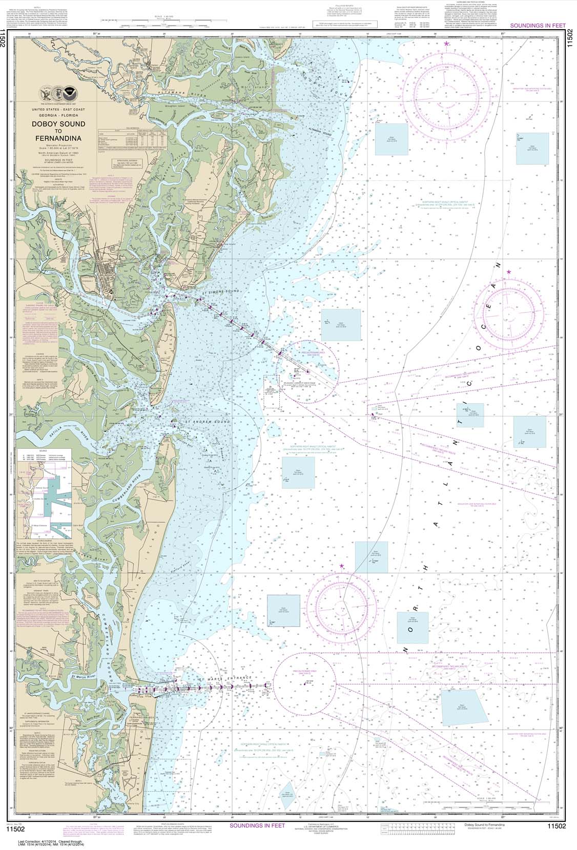 HISTORICAL NOAA Chart 11502: Doboy Sound to Fernadina