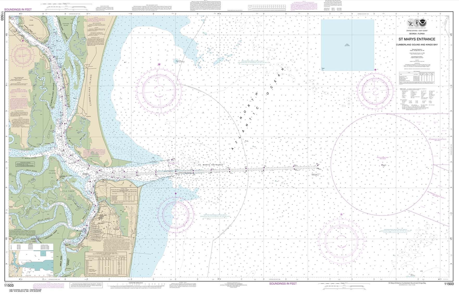 HISTORICAL NOAA Chart 11503: St. Marys Entrance Cumberland Sound and Kings Bay