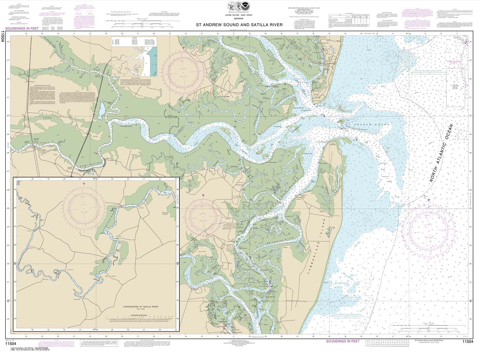 HISTORICAL NOAA Chart 11504: St. Andrew Sound and Satilla River