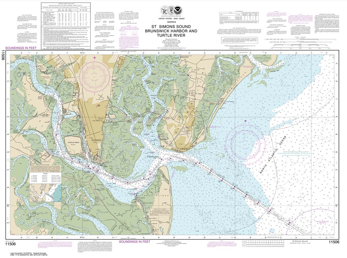 HISTORICAL NOAA Chart 11506: St. Simons Sound: Brunswick Harbor and Turtle River