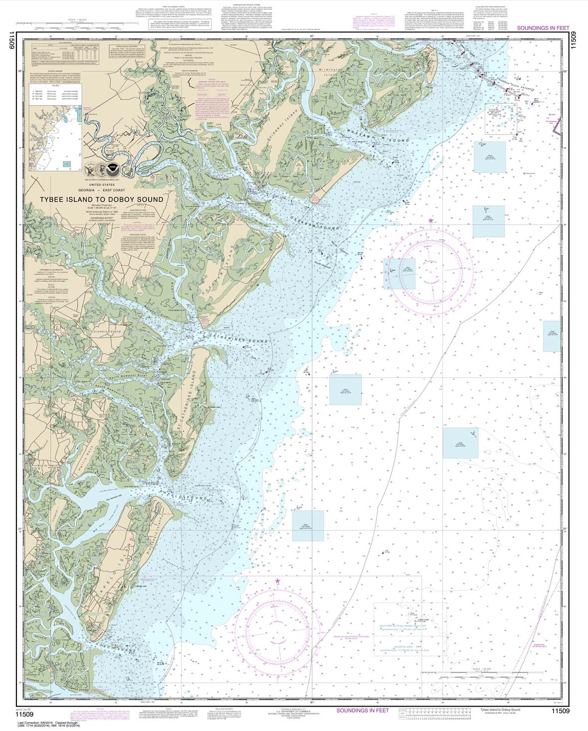 HISTORICAL NOAA Chart 11509: Tybee Island to Doboy Sound