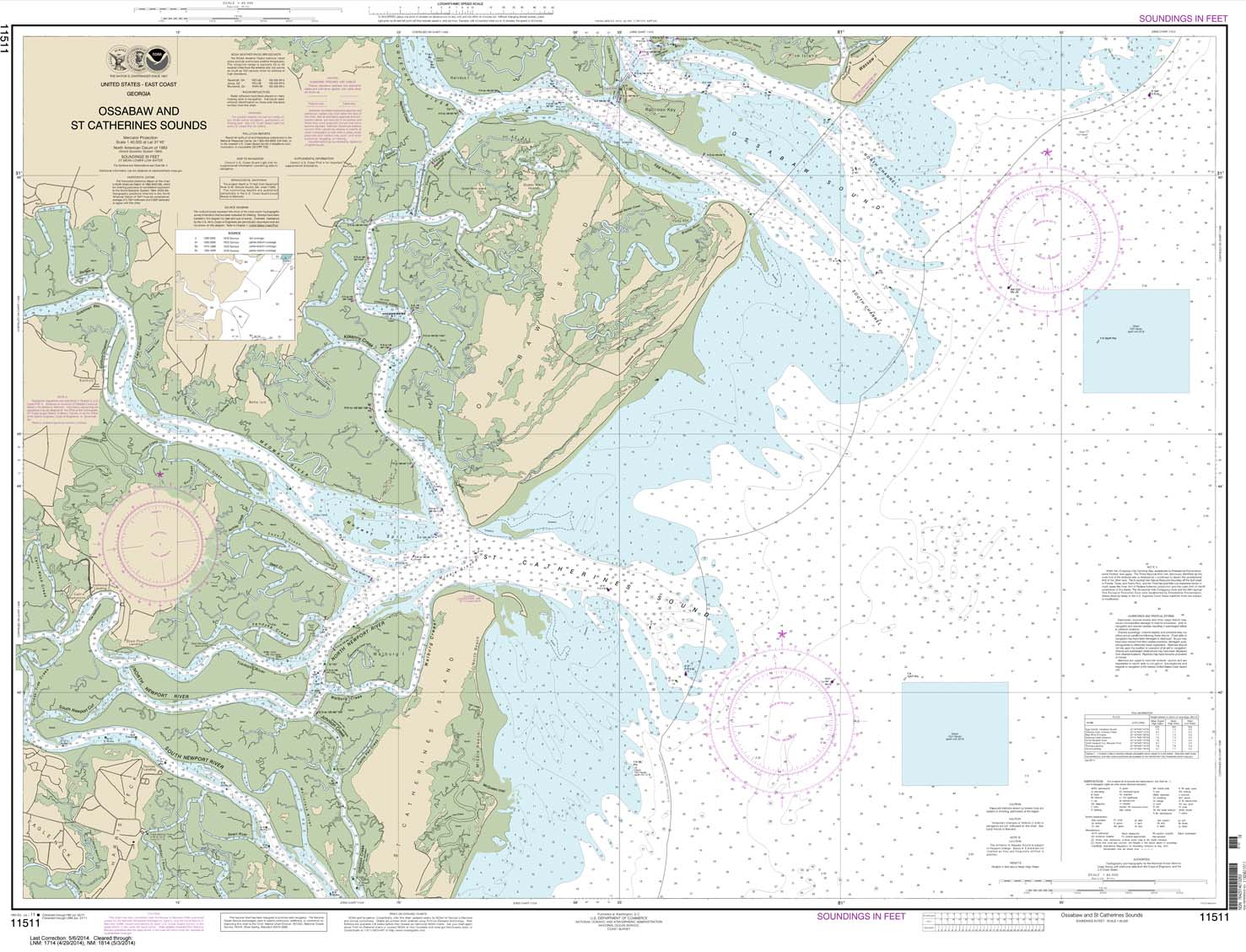 HISTORICAL NOAA Chart 11511: Ossabaw and St. Catherines Sounds