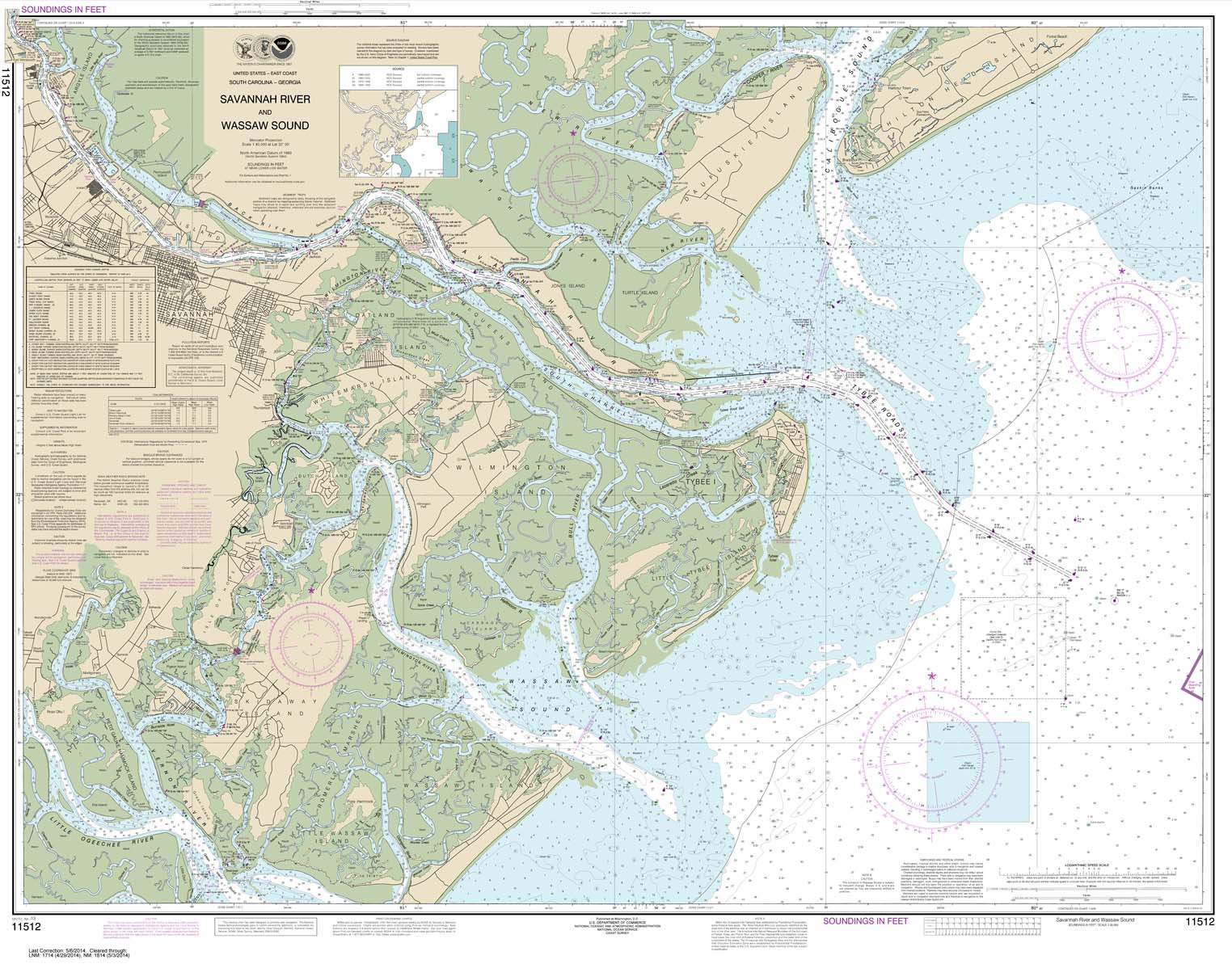 HISTORICAL NOAA Chart 11512: Savannah River and Wassaw Sound