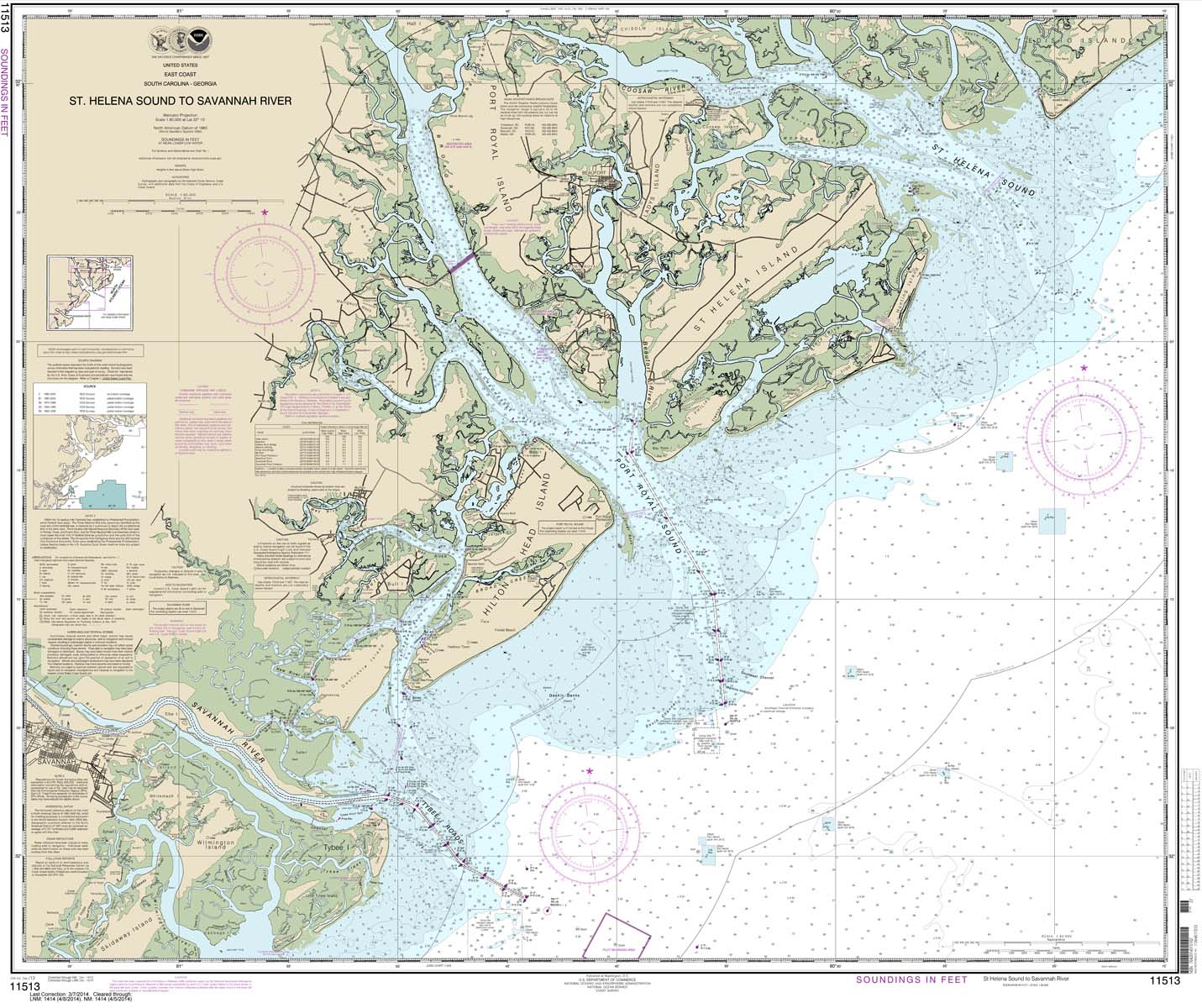 HISTORICAL NOAA Chart 11513: St. Helena Sound to Savannah River