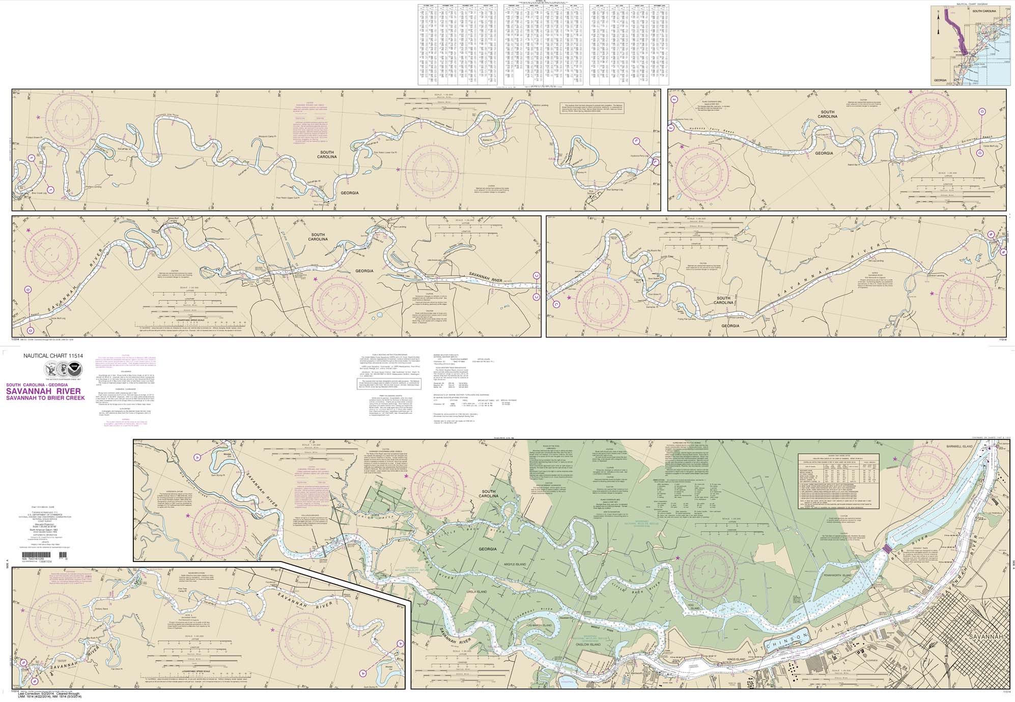 HISTORICAL NOAA Chart 11514: Savannah River Savannah to Brier Creek