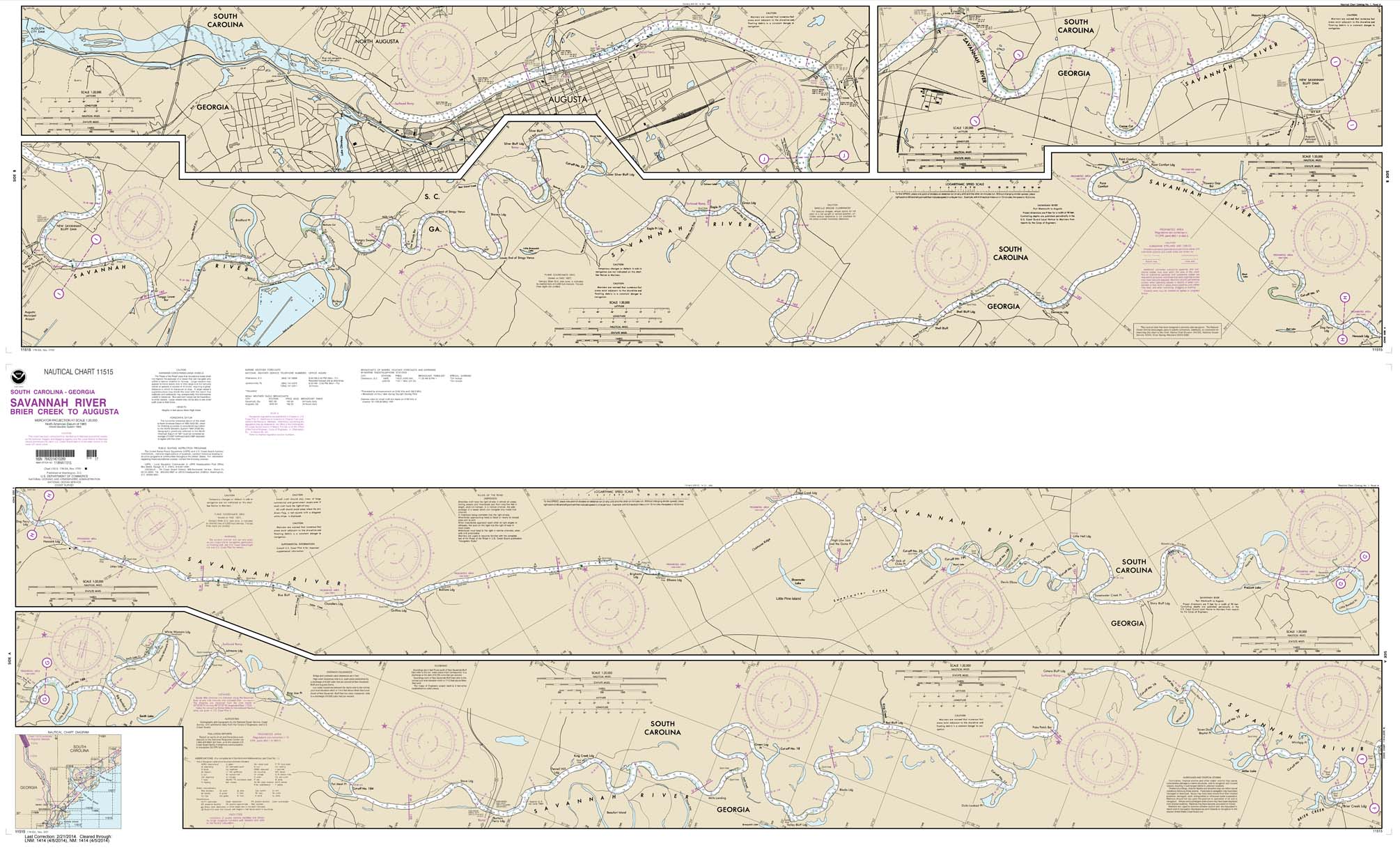 HISTORICAL NOAA Chart 11515: Savannah River Brier Creek to Augusta