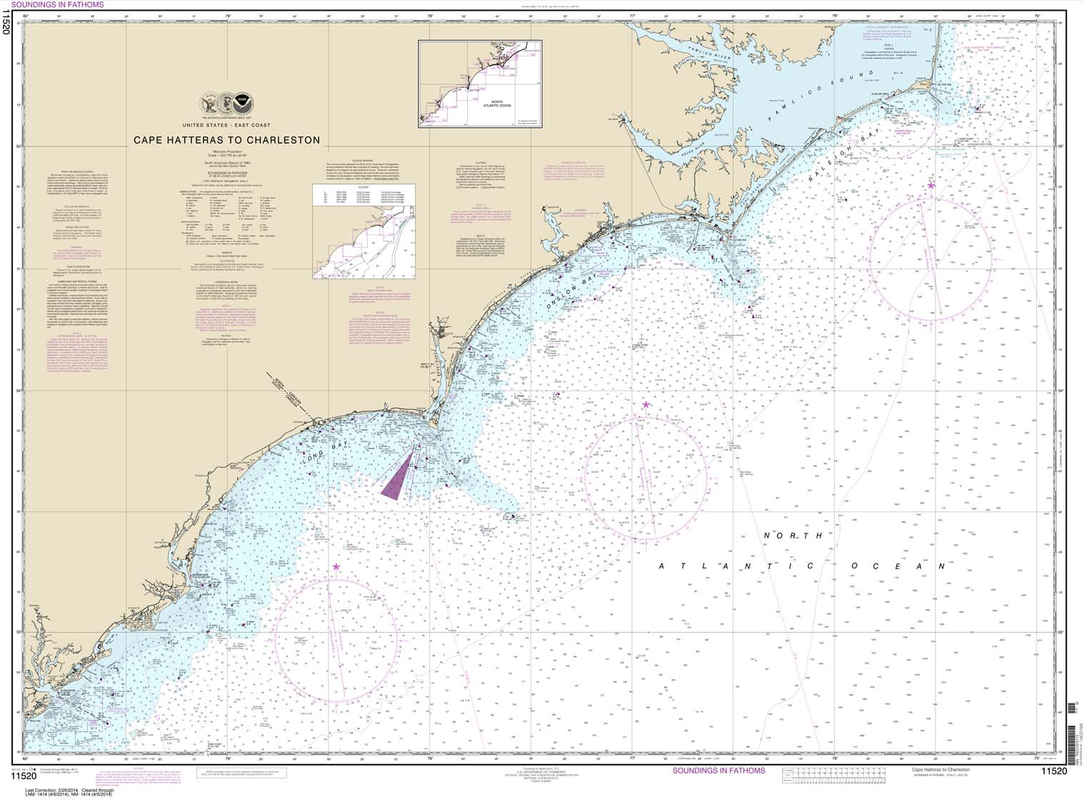 HISTORICAL NOAA Chart 11520: Cape Hatteras to Charleston