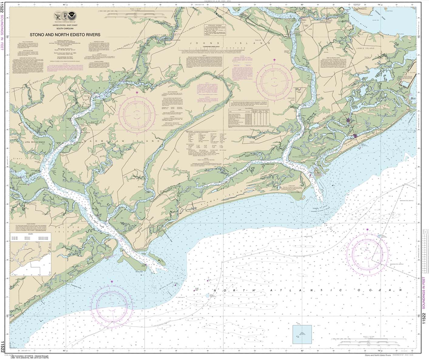 HISTORICAL NOAA Chart 11522: Stono and North Edisto Rivers