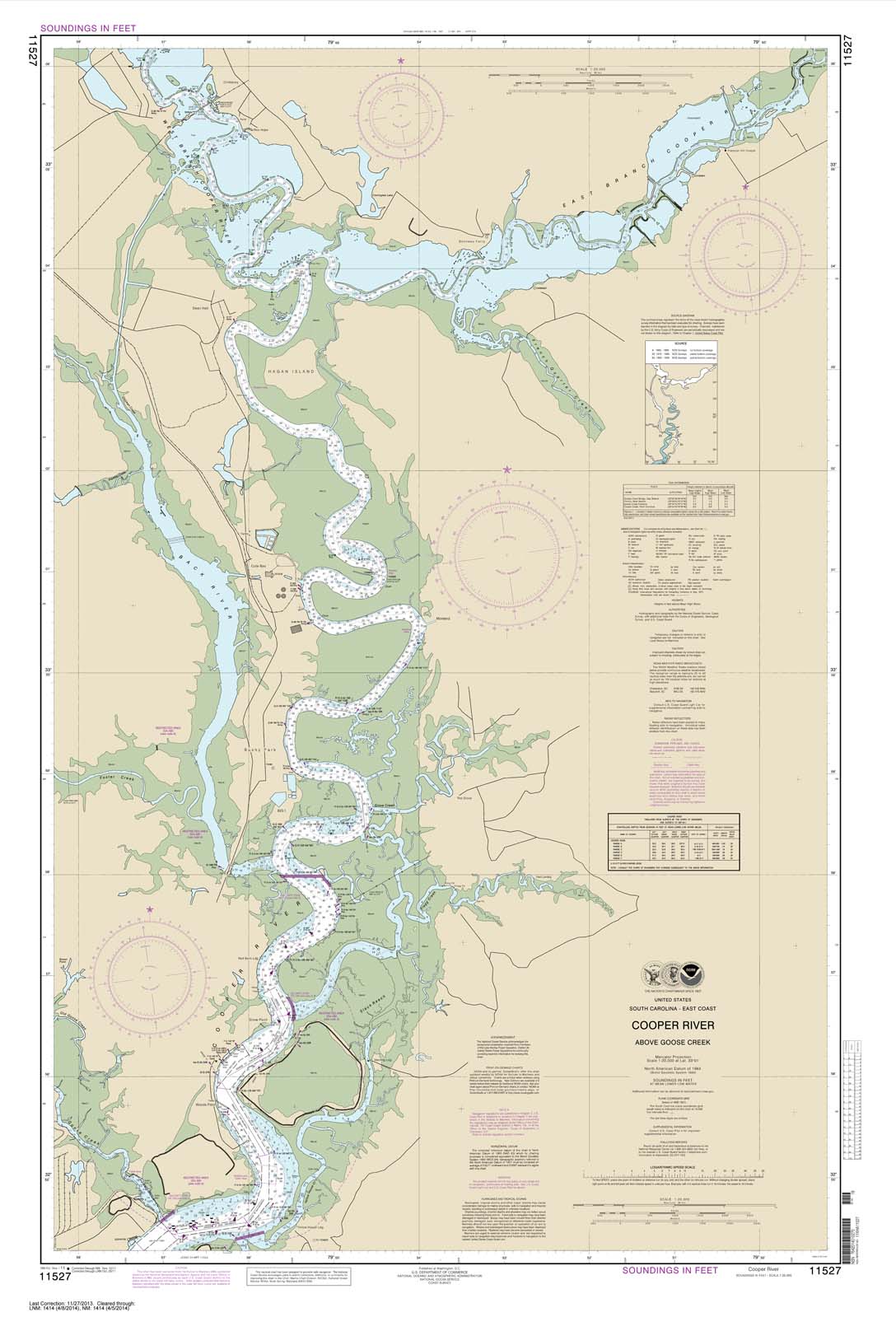 HISTORICAL NOAA Chart 11527: Cooper River Above Goose Creek