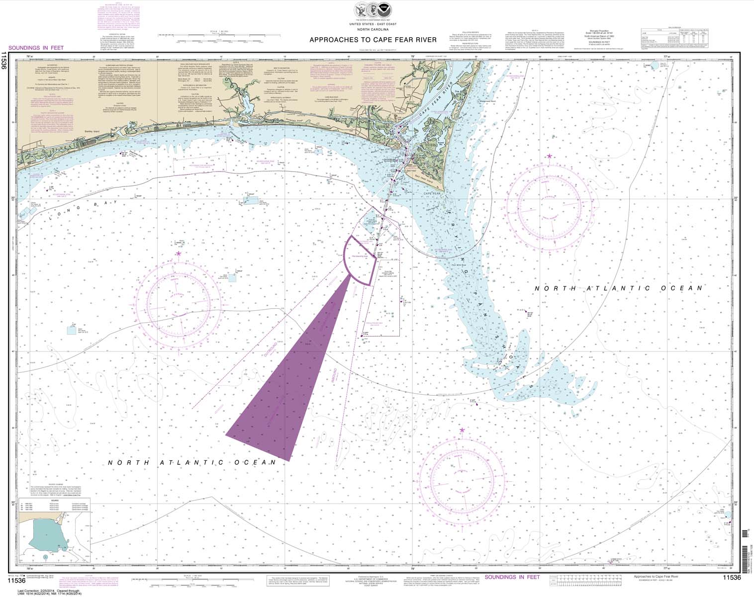 HISTORICAL NOAA Chart 11536: Approaches to Cape Fear River