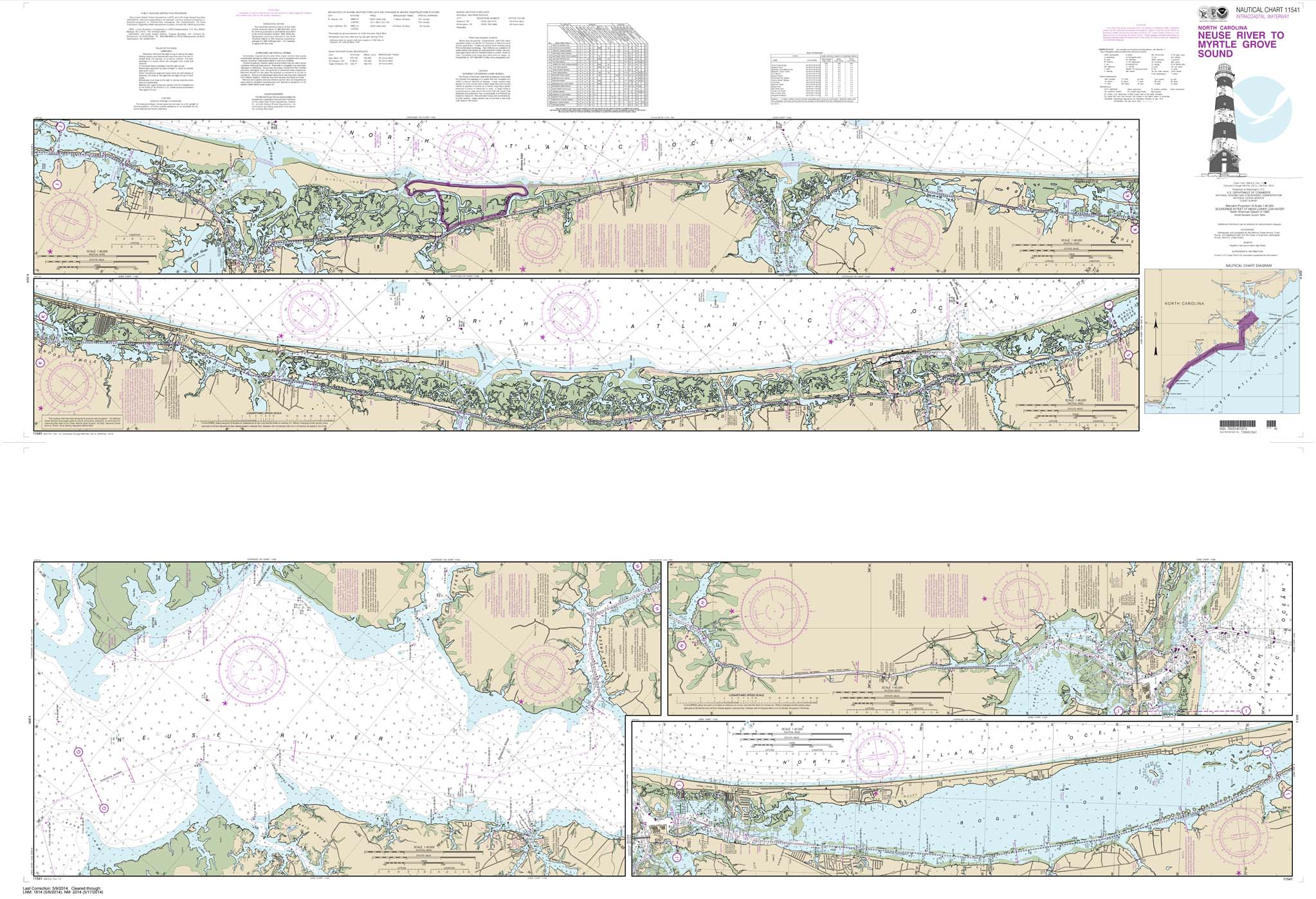 HISTORICAL NOAA Chart 11541: Intracoastal Waterway Neuse River to Myrtle Grove Sound