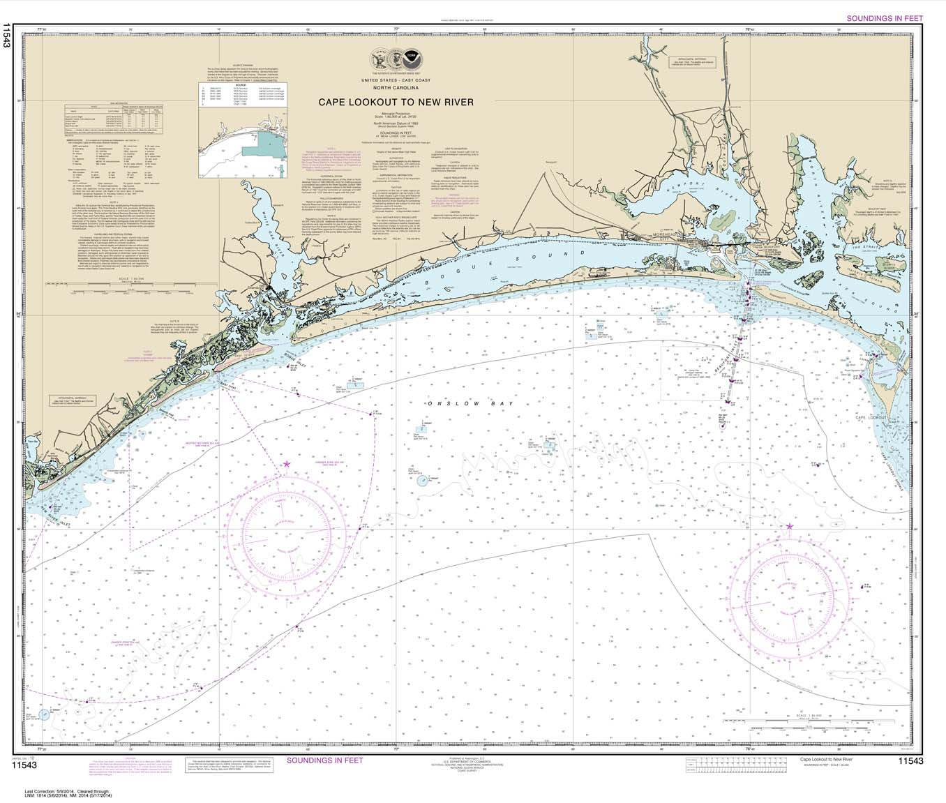 HISTORICAL NOAA Chart 11543: Cape Lookout to New River