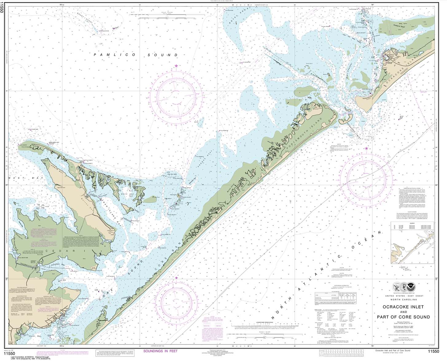 HISTORICAL NOAA Chart 11550: Ocracoke lnlet and Part of Core Sound