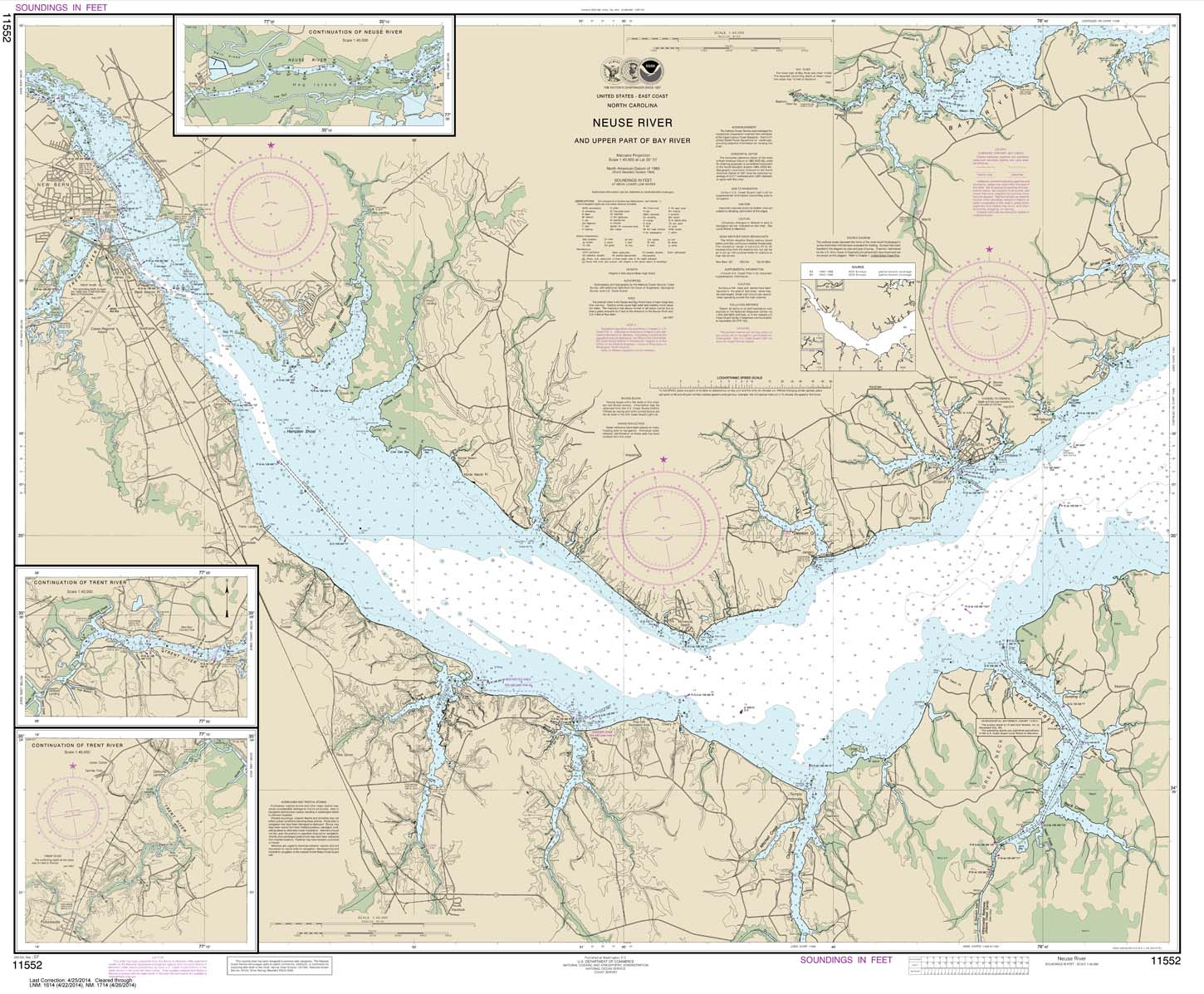 HISTORICAL NOAA Chart 11552: Neuse River and Upper Part of Bay River