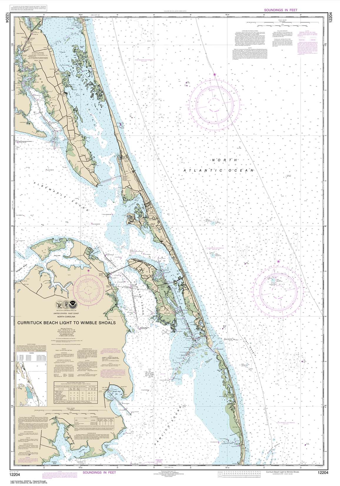 HISTORICAL NOAA Chart 12204: Currituck Beach Light to Wimble Shoals