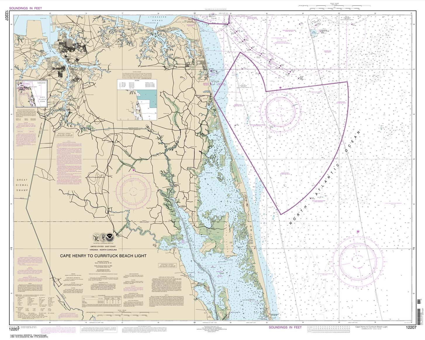 HISTORICAL NOAA Chart 12207: Cape Henry to Currituck Beach Light