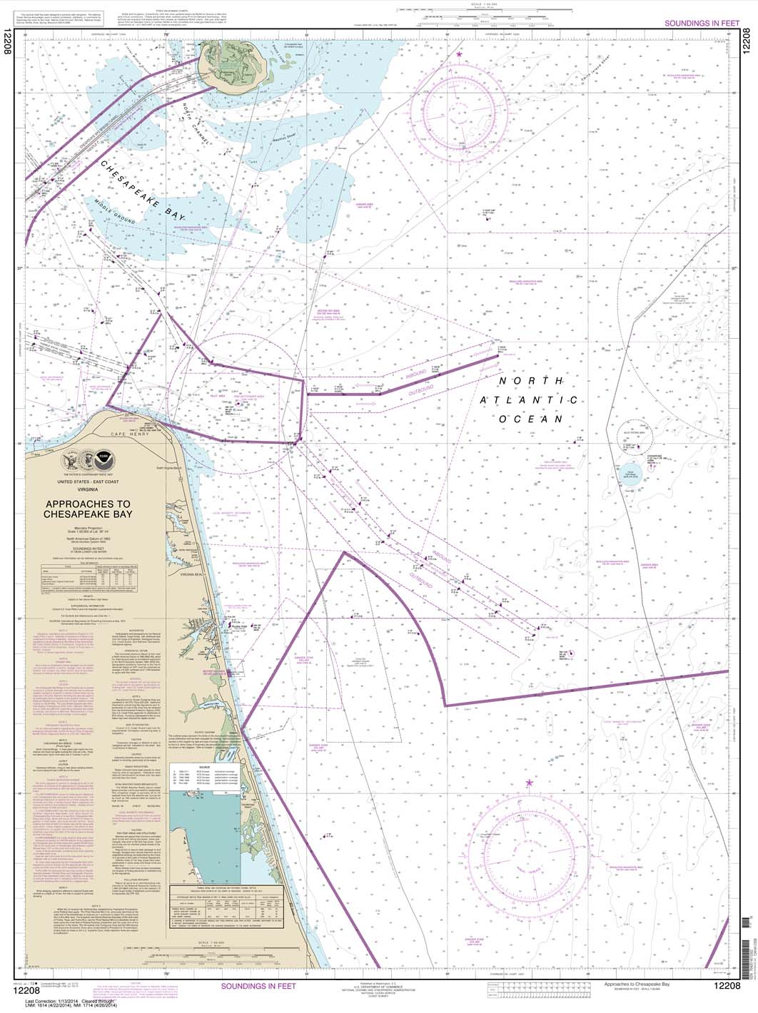 HISTORICAL NOAA Chart 12208: Approaches to Chesapeake Bay