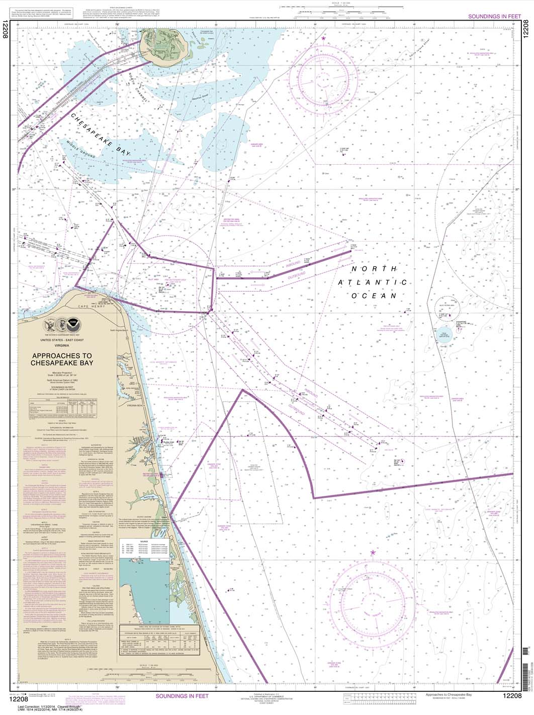 NOAA Chart 12208: Approaches to Chesapeake Bay