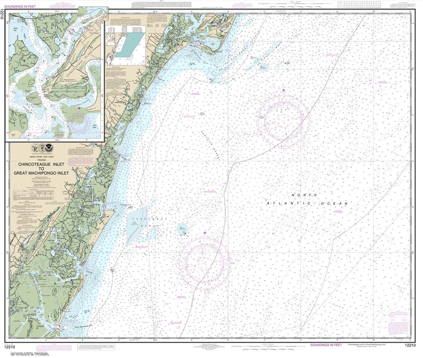 HISTORICAL NOAA Chart 12210: Chincoteague Inlet to Great Machipongo Inlet;Chincoteague Inlet