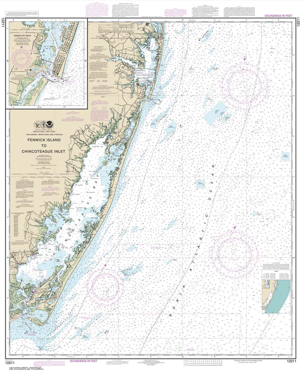 HISTORICAL NOAA Chart 12211: Fenwick Island to Chincoteague Inlet;Ocean City Inlet