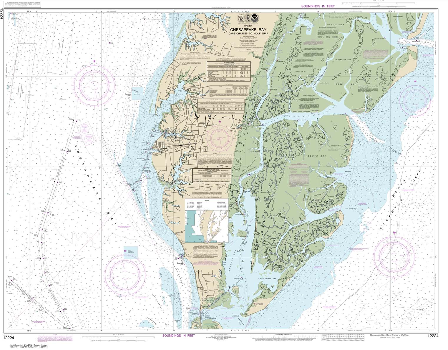 HISTORICAL NOAA Chart 12224: Chesapeake Bay Cape Charles to Wolf Trap