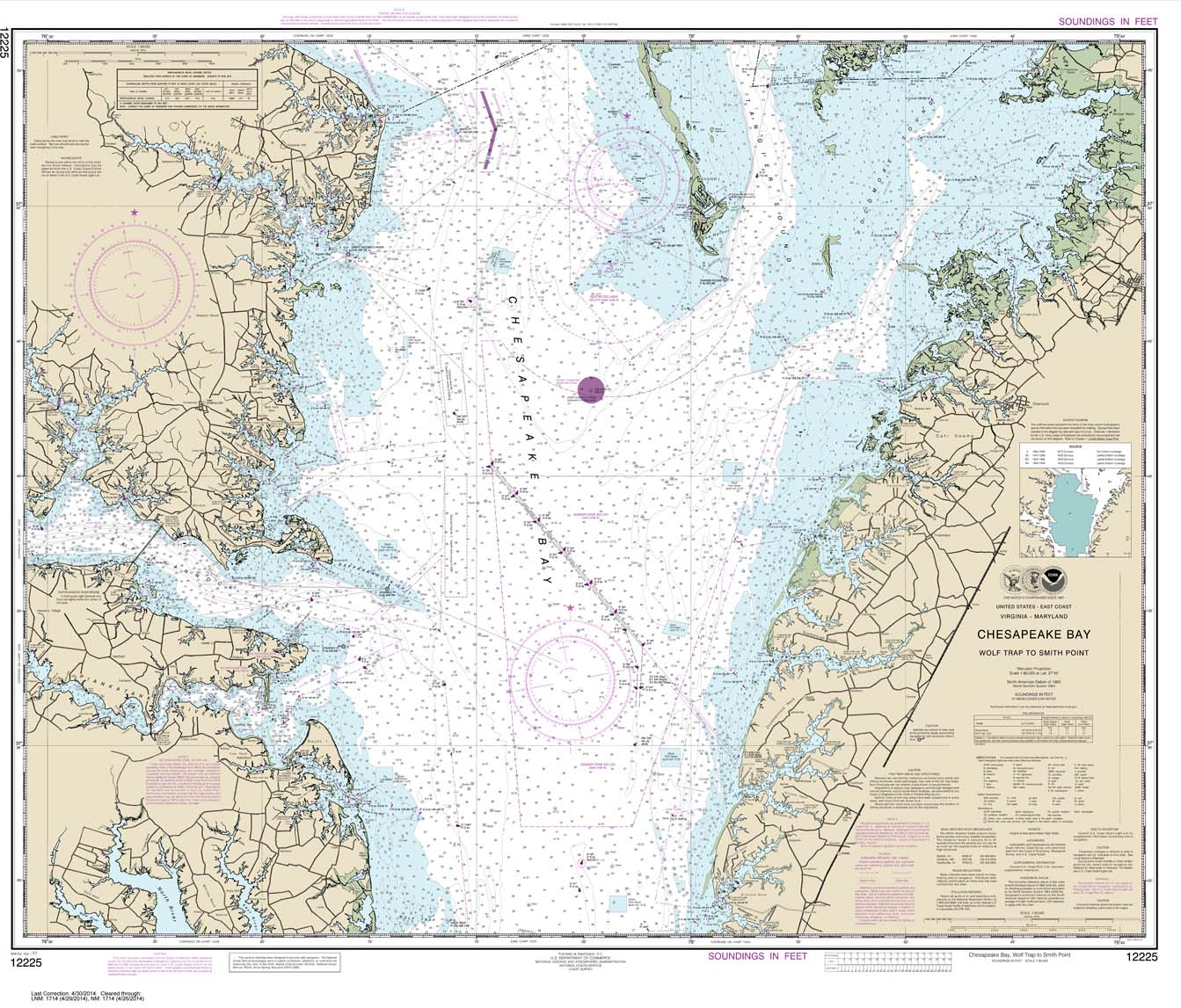 HISTORICAL NOAA Chart 12225: Chesapeake Bay Wolf Trap to Smith Point