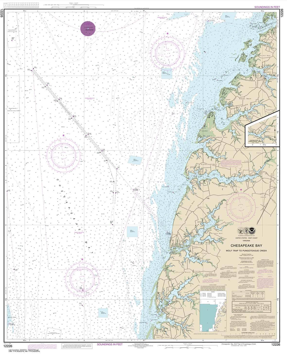 HISTORICAL NOAA Chart 12226: Chesapeake Bay Wolf Trap to Pungoteague Creek