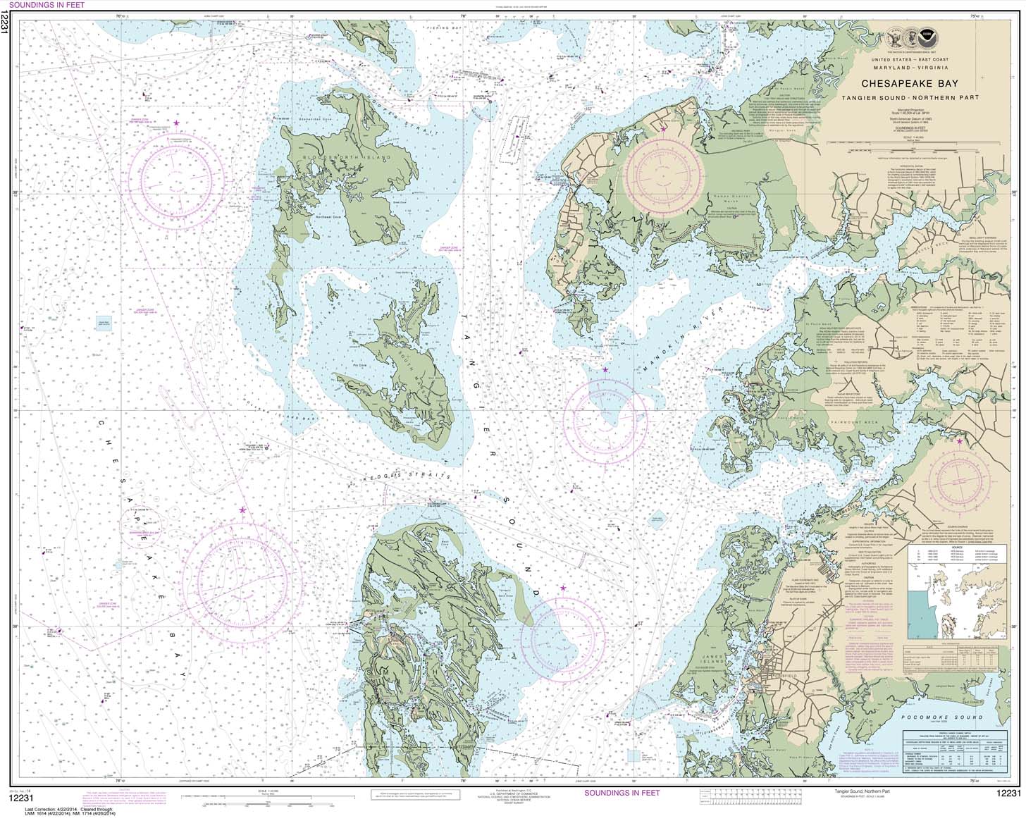 HISTORICAL NOAA Chart 12231: Chesapeake Bay Tangier Sound Northern Part