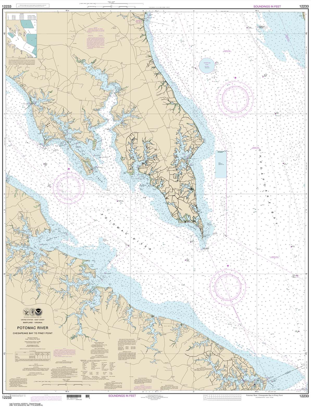 HISTORICAL NOAA Chart 12233: Potomac River Chesapeake Bay to Piney Point
