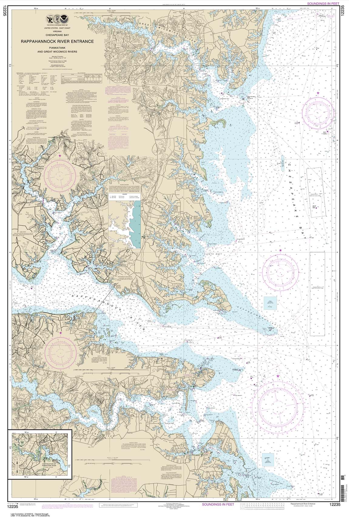 HISTORICAL NOAA Chart 12235: Chesapeake Bay Rappahannock River Entrance: Piankatank and Great Wicomico Rivers