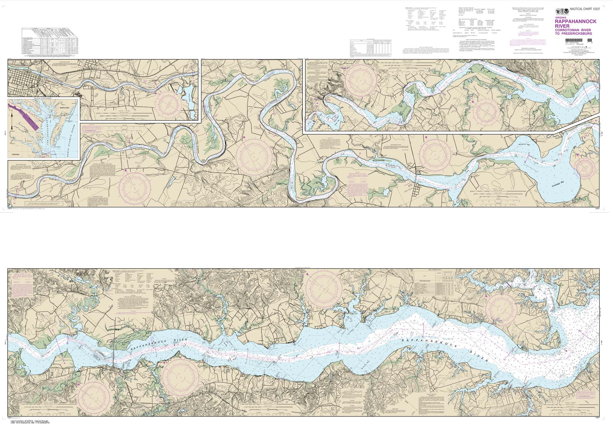 HISTORICAL NOAA Chart 12237: Rappahannock River Corrotoman River to Fredericksburg