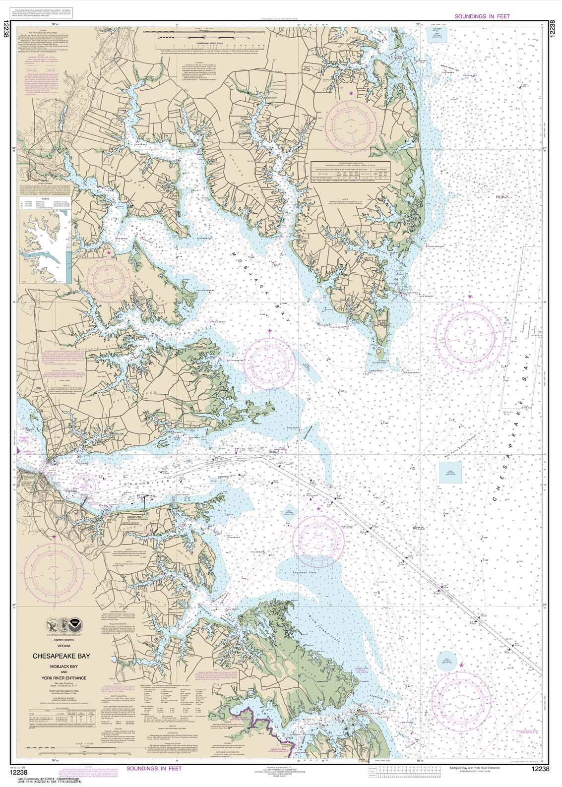 HISTORICAL NOAA Chart 12238: Chesapeake Bay Mobjack Bay and York River Entrance