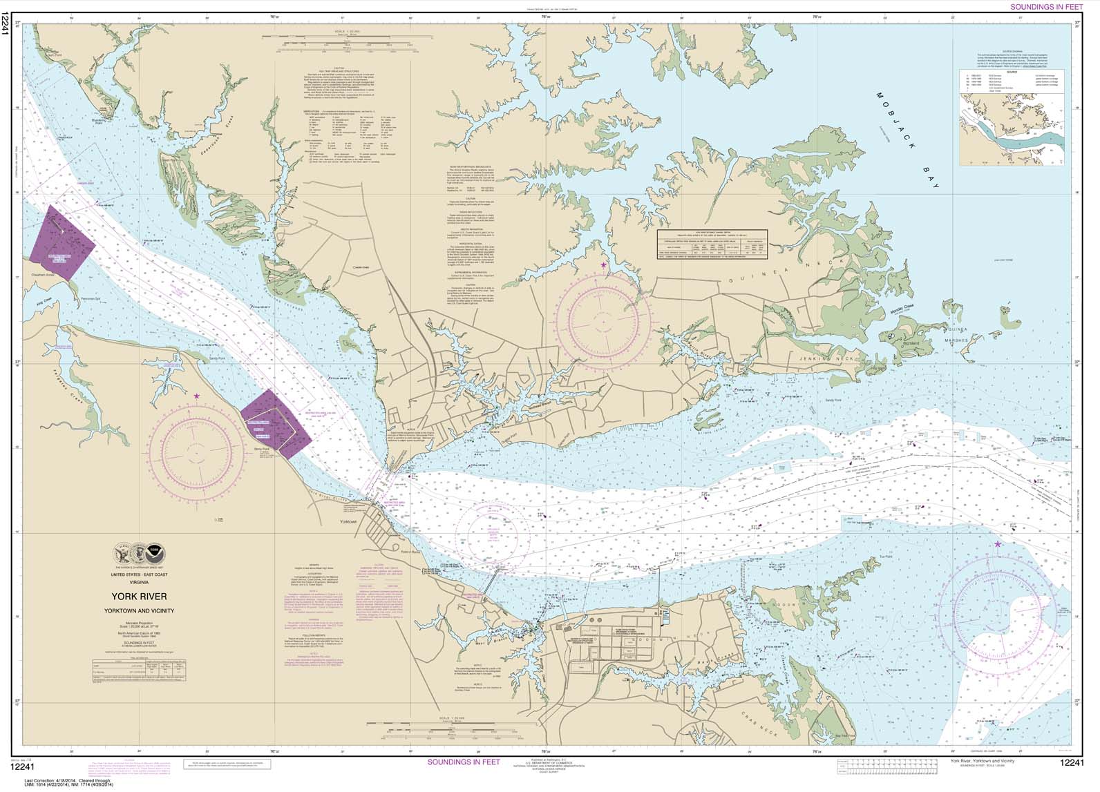 HISTORICAL NOAA Chart 12241: York River Yorktown and Vicinity